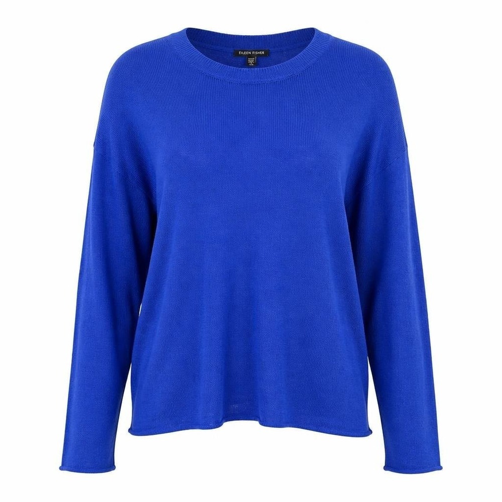 Eileen Fisher Sweater Womens XXS Blue Linen Luxury Coastal Organic Minimalist